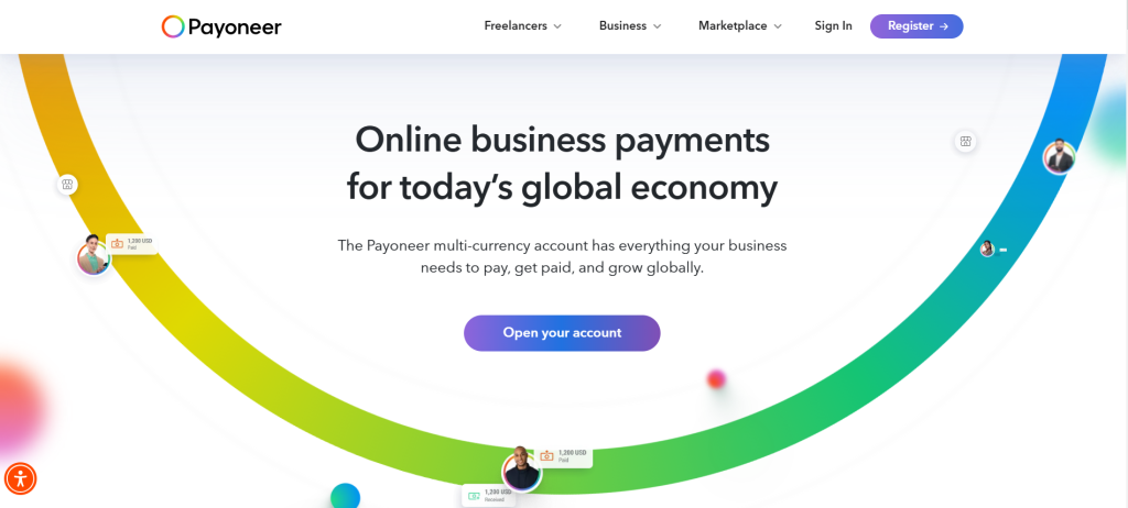 Payoneer homepage